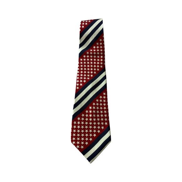 Tommy Hilfiger‎ Men's Necktie Silk Red White Blue Stars & Stripes USA 57" - Picture 5 of 7